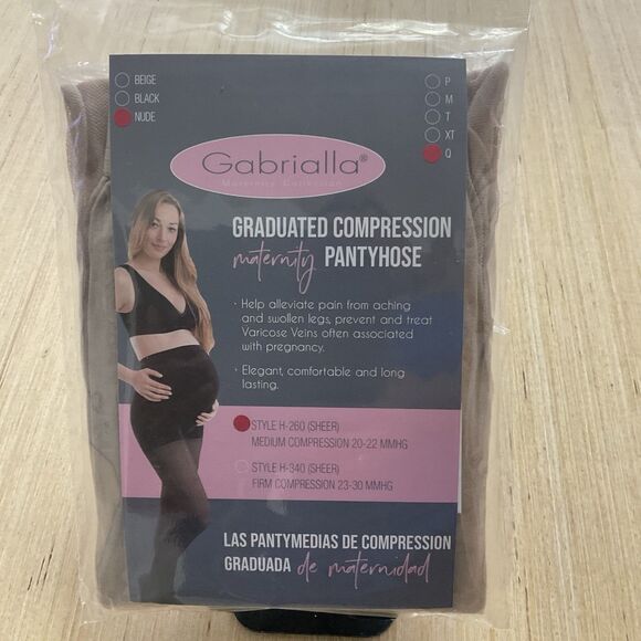Gabrialla Graduated Compression Maternity Pantyhose Nude Queen Style H-260 Sheer - Picture 1 of 4